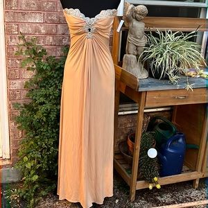 New!! Strapless Rhinestone Sky Maxi Dress Size M